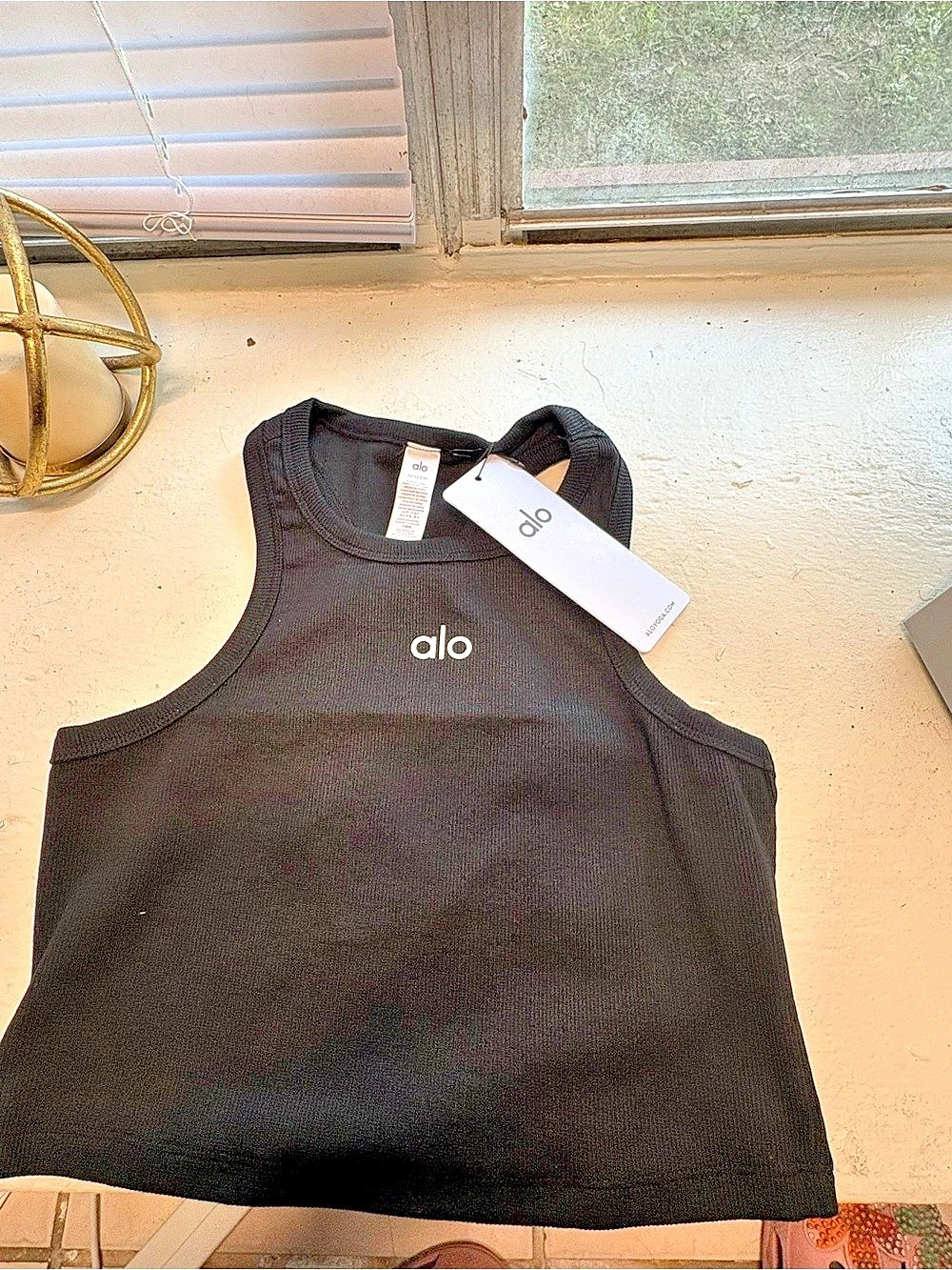 alo Ribbed Racerback Tank in Black L/XL NWT